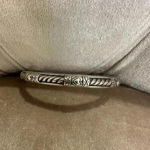 Brighton Silver Plate Filigree Heart Rope Bracelet Bangle Stackable